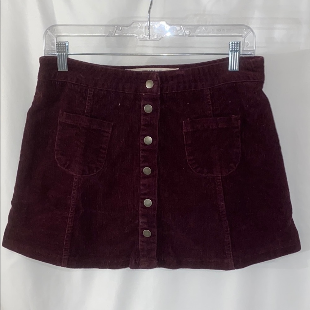 Brandy Melville Snap Button Corduroy A-Line Skirt